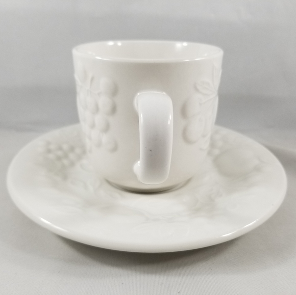 Gibson Housewares Flourish Embossed White Fruit Cup and Saucer Set - Picture 6 of 12